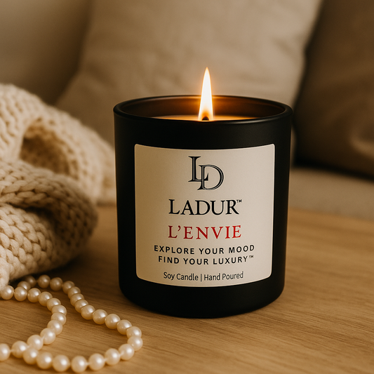 L’ENVIE – Luxury Soy Candle, Net 08 oz | Wooden Wick | Radiant Floral & Amber Woods